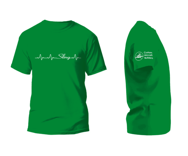 sling aircraft cardiogram tshirt green